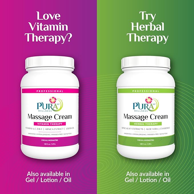 Vitamin Therapy 1 Gallon Massage Cream, Vitamin E, Professional, Massage Therapy, Deep Tissue, Unscented, Hypoallergenic, Natural Ingredients, Skin Hydrating, Moisturizing, Muscle Relief