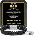 LUXEJEW Gifts for Men - Beaded Leather Bracelet 6mm Matte Agate Stone Bracelets for Men Dad Son Husband Boyfriend Grandpa Grandson Brother Uncle Nephew Adjustable Magnetic Clasp