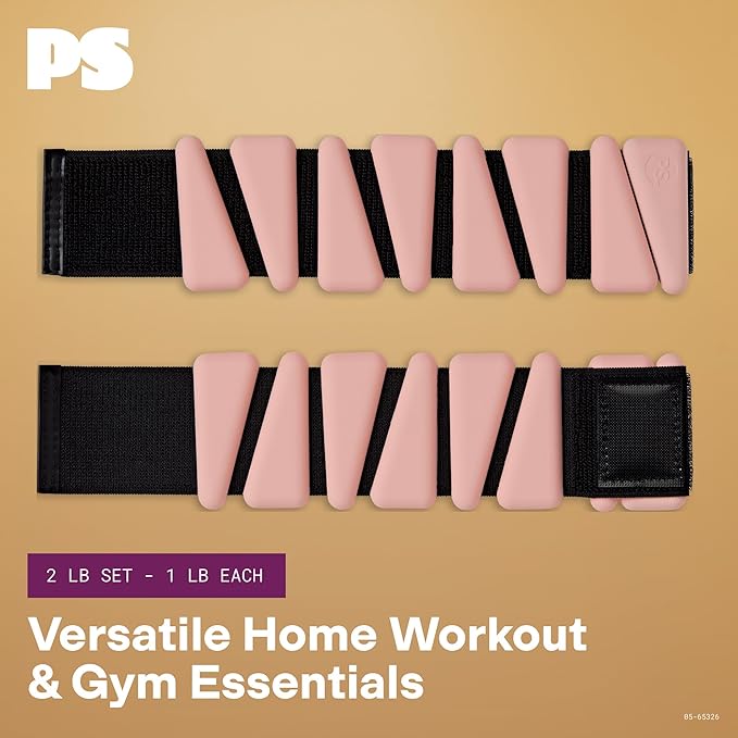 POPSUGAR Wrist and Ankle Weights, 2 x 1 lb (Coral) Wearable Weights, Strengthens, Tones & Sculpts Legs & Arms, Adjustable Ankle Weights for Work from Home Fitness, Gym Accessories for Women & Men