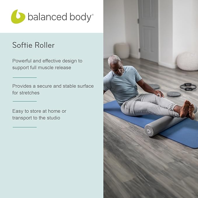 Balanced Body Softie Roller, Soft Foam Roller, Muscle-Release Roller, Muscle Roller for Post-Pilates Workout or Physical Therapy, Stretching Tool, Light Gray