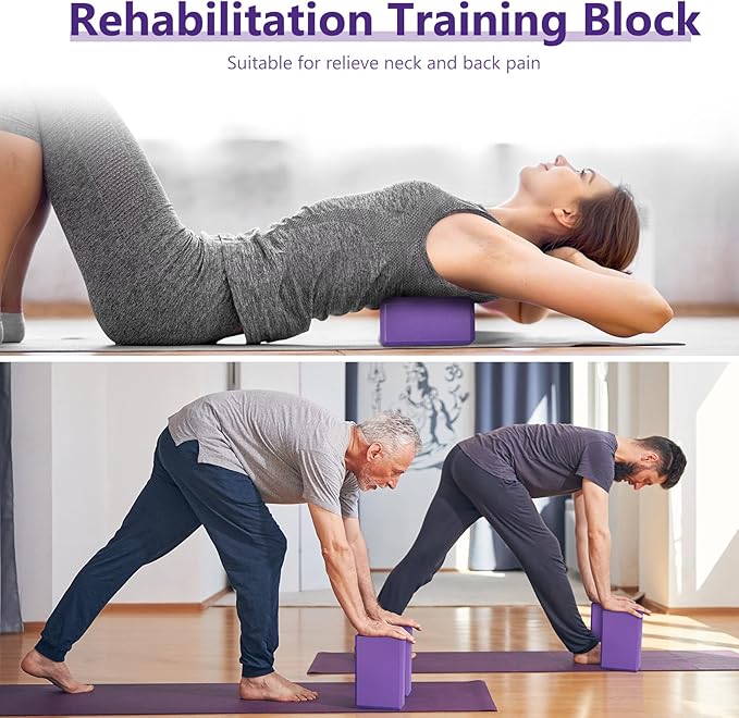20 Pcs Yoga Blocks Bulk Eva Foam Exercise Brick Purple Non Slip Gymnastic Soft High Density Dance for Girls Women Toning Meditation Stretching Yoga Pilates Accessories
