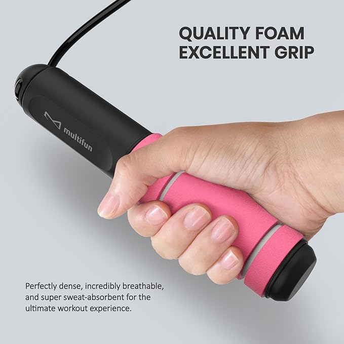 multifun Digital Jump Rope with Smart Counter & Timer - Adjustable Speed Skipping Rope for Fitness, Weight Loss, Boxing, MMA - Tangle-Free Ball Bearings & Anti-Slip Handles for Men, Women, Kids