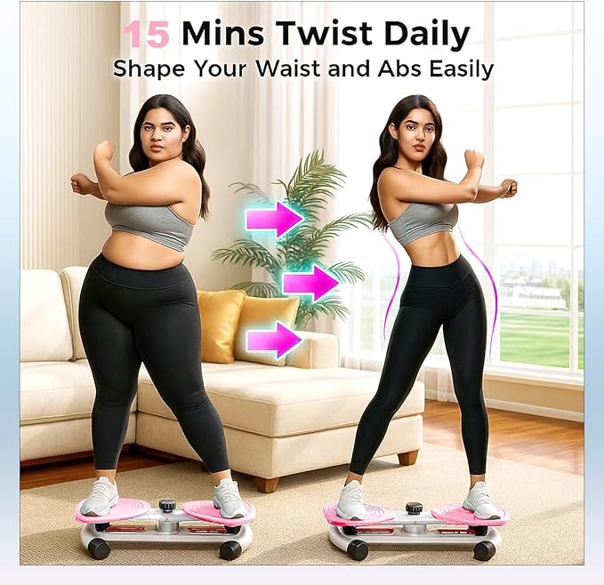 Waist Twister Machine – AB Twist Board Core & Waist Trainer with 360° Twist Disc – Abs Workout Balance Board & Full Body Toning Kit for Men & Women, Noiseless Ab Exercise