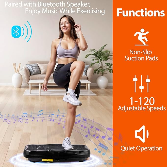 LEMY Vibration Plate Exercise Machine,Promote Fat Burning,Whole Body Shaker with Adjustable Speed and Time,Non-Slip Suction Pads,Home Training,Vibration Plate for Weight Loss,Shaping