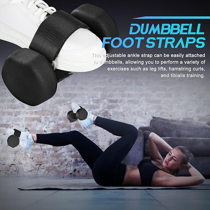 Dumbbell Foot Attachment, 2pcs Tibialis Trainer Adjustable Ankle Weights Straps for Weight Lifting Leg Workouts Straps Weight Lifting Shin Splint Hamstring Curls Fitness Training Home Gym Equipment