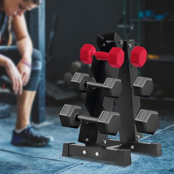 Dumbbell Rack Stand, 3 Tier Steel Dumbbell Holder 176 LBS Heavy Duty A-Frame Storage Rack Compact Weight Holder for Home Gym Fitness Storage