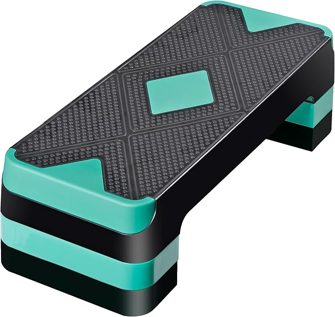 HomGarden Adjustable Workout Aerobic Stepper in Fitness & Exercise Step Platform Trainer Stepper w/Risers Adjust 4"-6''-8''