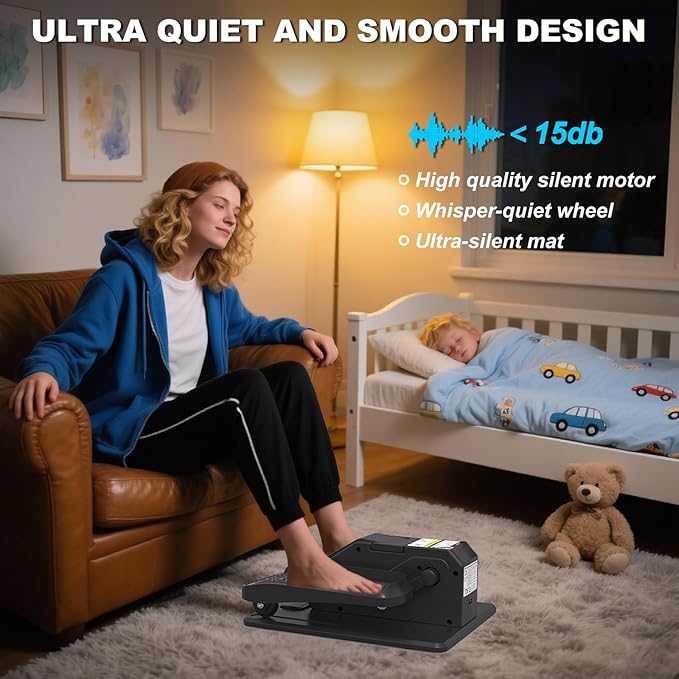 Under Desk Elliptical Machine, Electric Ellipse Leg Exerciser for Senior, Quiet and Compact Electric Seated Pedal Exerciser for Home with Display Monitor, Remote Control and 12 Adjustable Speeds