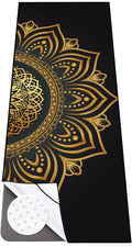 Colorful Star Large Yoga Towel with Corner Pockets, Non Slip Grip Dots Sweat Absorbent Hot Yoga Mat Towels, Yoga Blankets with Travel Bag, Mat Cover for Workout, Gym, Fitness - 74"x26", Gold Mandala