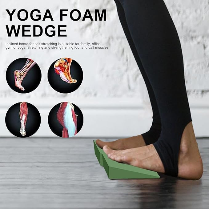1 Pair Squat Wedge Blocks - Yoga Foam Wedges for Home Gym, Non-Slip Heel Elevated Squat Wedge, Calf Stretcher Slant Board, Yoga Blocks, Incline Board for Squats, Calf Stretching, Pilates
