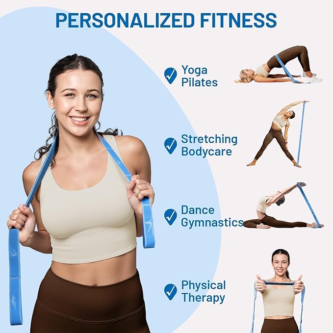 Slim Panda Stretch Strap, Multi-Loop for Physical Therapy,Elastic Yoga Stretching Strap for Dance,Yoga, Pilates & Gymnastics Exercise, Ballet Stretching Band for Flexibility, Leg Stretching