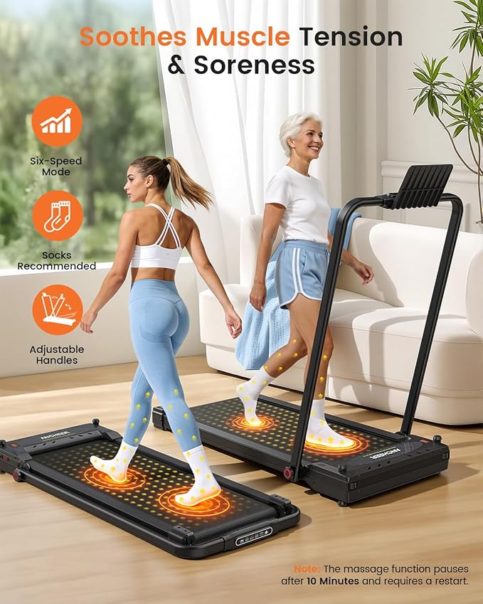 ANCHEER Walking Pad Treadmill with Foot Massage/Vibration Massage, Versatile Walking Pad with Incline and Handle Bar, 3.5HP Foldable Treadmill for Home/Office/Apartment