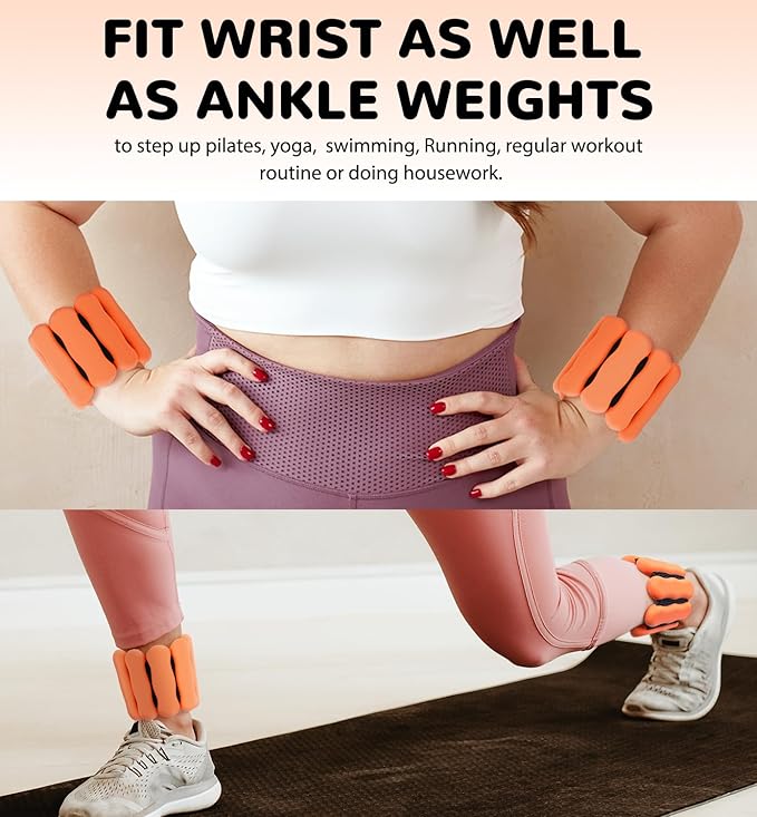 Wrist Ankle Weights for Women Men, Leg Arm Wrist Weights Bangles 1lb*2 2lb*2 Wearable Weights Pilates Weighted Bracelet for Strength Training Walking Swimming Yoga Physical Therapy