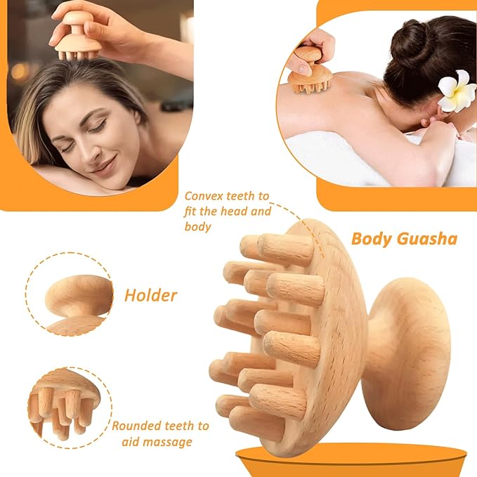 Wood Therapy Massage Tools Set 6-in-1 – Maderoterapia Lymphatic Drainage Massager Kit for Body Sculpting, Cellulite Reduction, Muscle Pain Relief, Body Shaping & Contouring for Home Spa Use