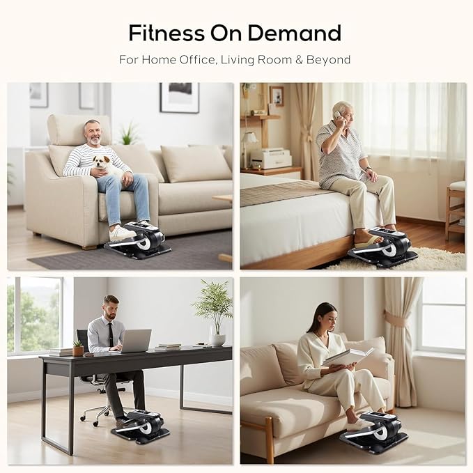 NEWBULIG Under Desk Elliptical Machine, Ellipse Leg Exerciser As Seen On TV with Remote Control, 12 Adjustable Speeds