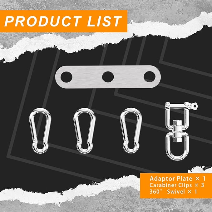 J Bryant Stainless Steel Double to Single Pulley Adaptor Plate for Cable Machine – Fitness Dual Pulley Connector with 3 Carabiners for LAT Pulldown, Triceps Pushdown, and T Bar Row Accessories