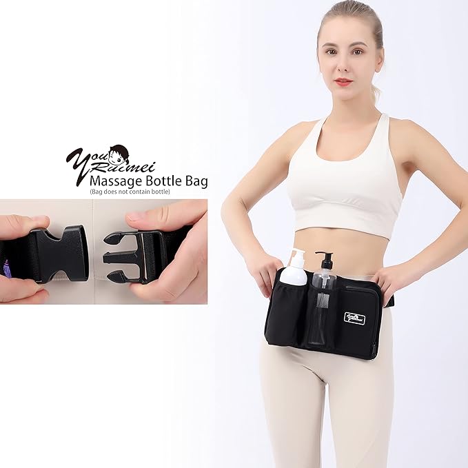 Massage Bottle Bag Massage Therapist Holster Massage Lotion Holster Massage Oil Holster（YR3KD-3KD-3 Black）
