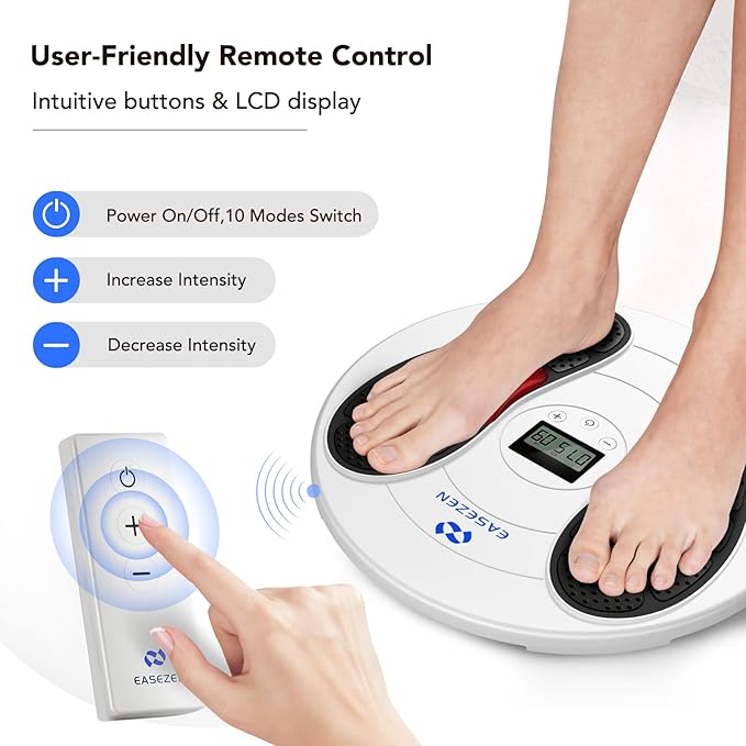 Foot Massager for Neuropathy, TENS & EMS Foot Circulation Stimulator for Pain Relief, 10 Modes and 20 Intensities, Relieve Swelling, Cramps, RLS & Plantar Fasciitis - Gifts for Mom Dad