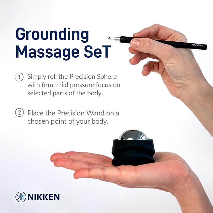 Nikken Kenko Precision Set - Sphere and Wand for Mind and Body Balance, Wellness, and Vitality - Ceramic Silicone and Tourmaline Resin