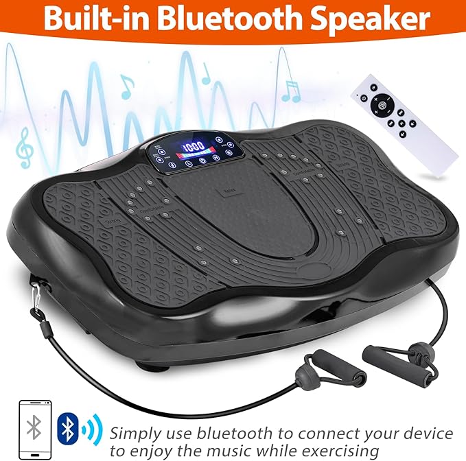 Nouva Vibration Plate Fitness Exercise Machine - Full Body Vibrating Workout Power Fitness Platform Equipment Vibration Plate for Fat Burner w/ Exercise Bands Speed Control