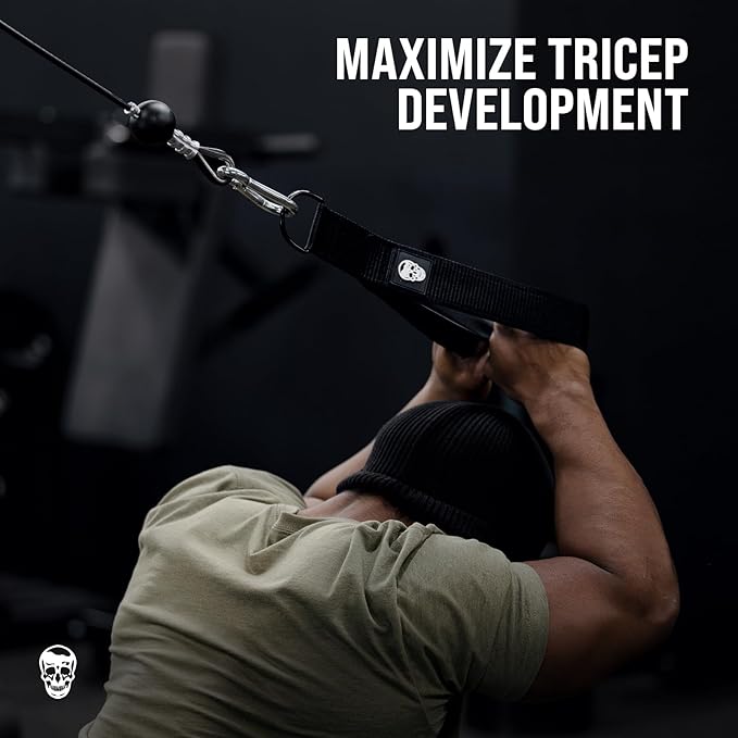 Gymreapers Tricep Rope Cable Attachment - Multi-Workout Tricep Pull Down Cable Attachment - Perfect Gym Cable attachments (3 Lengths Built in One)