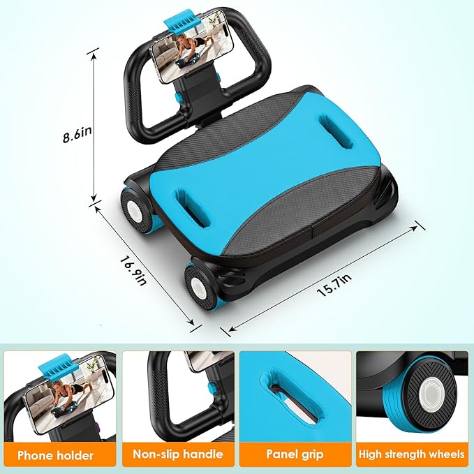FIAMERMOR 2025 AB Roller Wheel - 4 wheel elbow support abdominal wheel automatic rebound abdominal fat burning weight loss core training equipment home/gym