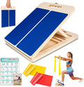 Wooden Slant Board for Calf Stretching, Portable Adjustable Calf Stretch Board with Training Poster & Resistance Bands, 300lb Weight Capacity Calf Ankle Achilles Physical Therapy Leg Exercisers
