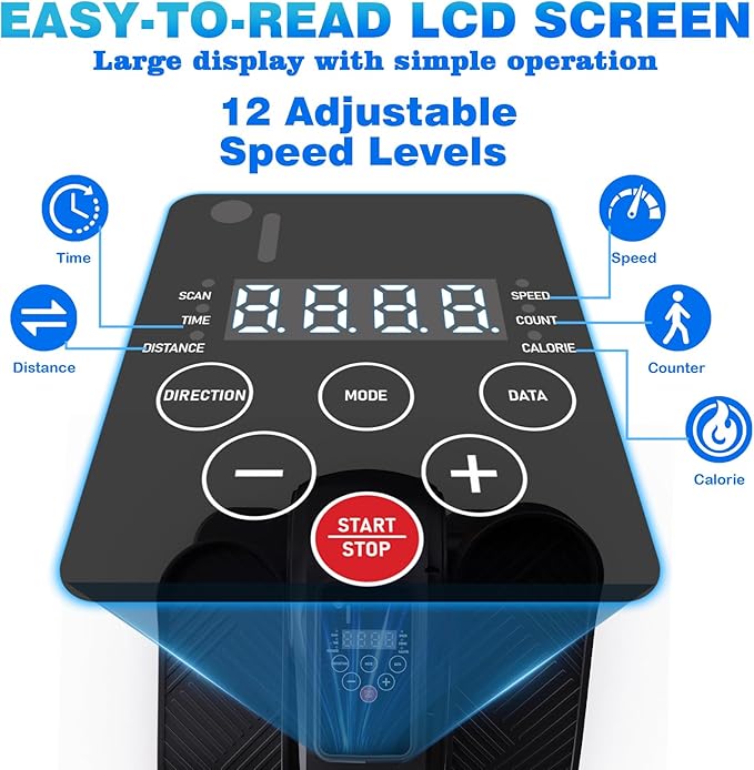 Under Desk Elliptical Machine, Electric Under-Desk Elliptical for Seniors - Mini Elliptical Exercise Equipment for Home with 12-Speed Touch Screen, Remote Control & Reversible Motion
