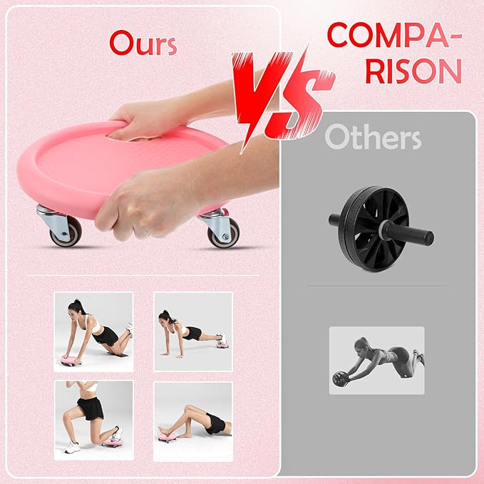 Ab Roller Board Four-wheeled Fitness Ab Roller Wheel with Mat Multi-directional Board for Home Workout Men and Women