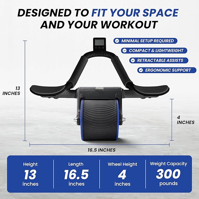 AB Roller for Men & Women – Core Strength Training Wheel Set with Elbow Support & 2 Knee Pads – Abdominal Exercise Roller for Core Stability, Belly Fat Reduction, and Total Body Workout Equipment