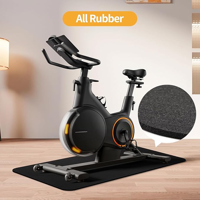 Treadmill Mat for Hardwood Floors - 100% Recycled Rubber Mat for Home Gym Flooring, Durable Workout Fitness Mats, Walking Pad Exercise Bike Equipment Mat, Non-Slip