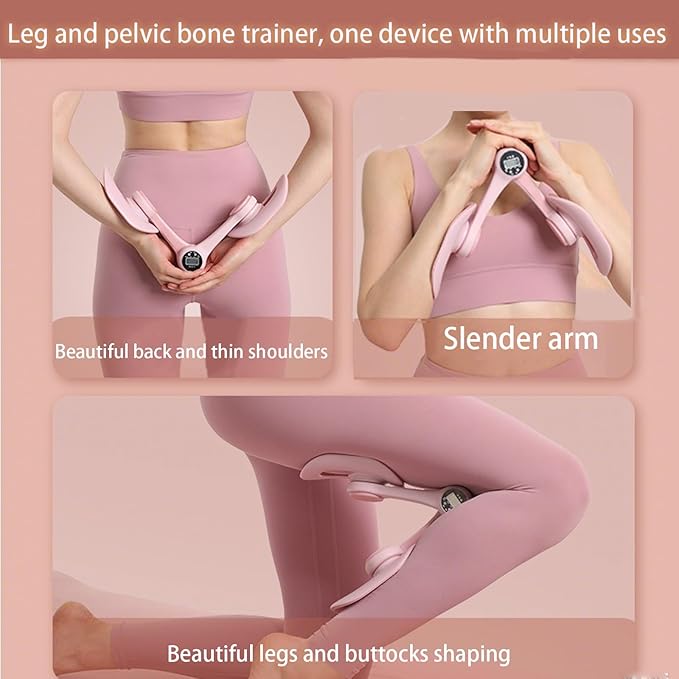 Thigh Trainer, Pelvic Floor Muscle Trainer, Inner Workout 360°Rotation Equipment for Home Gym, with Smart Digital Display Count Shape Your arm/Leg/Butt (Pink)