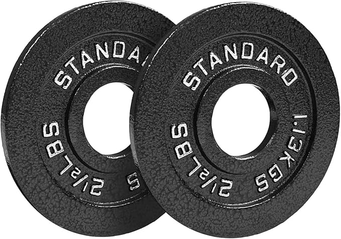 Steel Olympic Plates 175LB Set - 2 inch Olympic Hammertone Coated 2x 2.5lb, 5lb, 10lb, 25lb, & 45lb for Weight Lifting Training