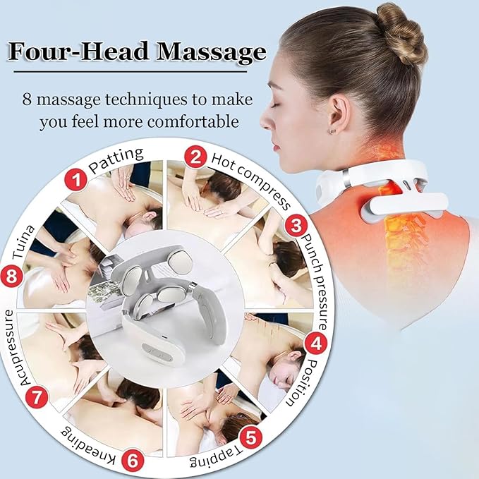 Vitality Magic Pro 2.0 Neck Massager, 4-Head Magic Pro 2.0 Neck Massage,with 6 Vibration Modes & 15 Intensity Levels,Promote Muscle Relaxation for Women Men Gifts（1）