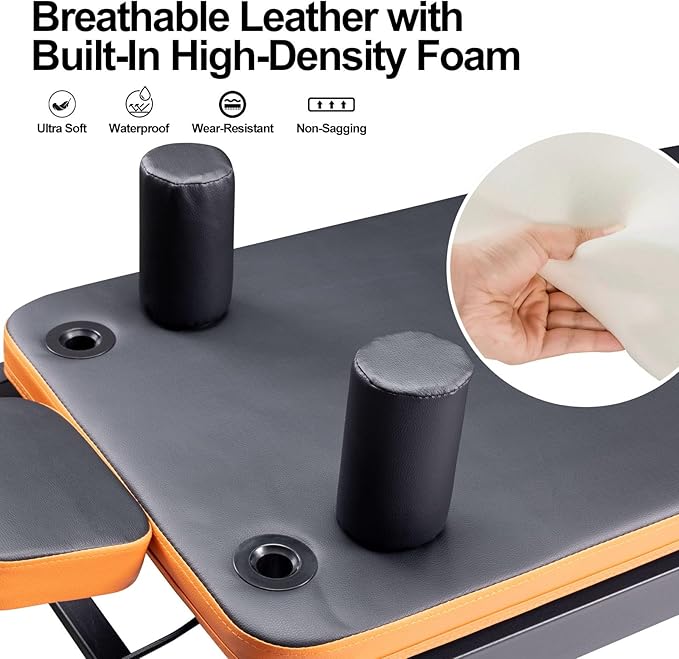 Pilates Reformer,Foldable Pilates Machine for Home Use and Gym Workout,Suitable for Advanced and Beginners Users ,Pilates Equipment with 4 Springs&5 Resistance Cords