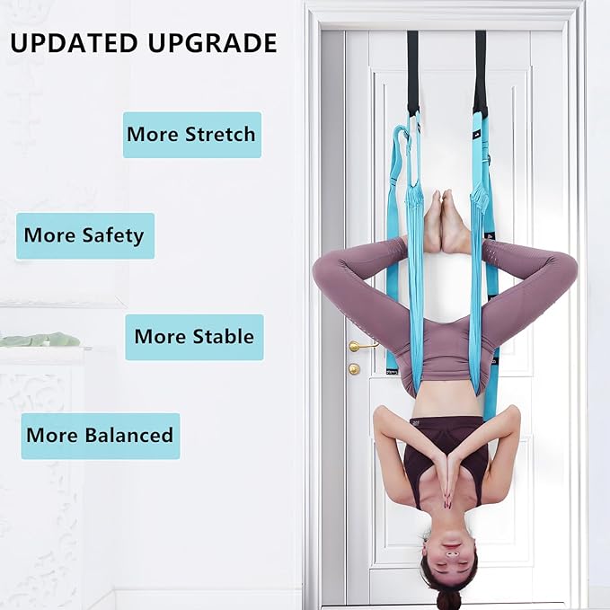 Yoga Stretching Strap, Leg Waist Back Bend Auxiliary Yoga Stretch Band, Upgraded Version with Door Anchor 2 Resistance Rope Stretch Strap Inversion Trainer for Pilates Dance Aerial Yoga Fitness