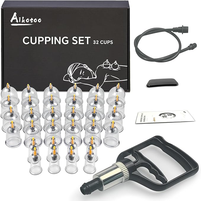 Cupping Therapy Set 32 Massage Therapy Cups Cupping Kit for Body Cellulite Massage Back Pain Relief, Chinese Acupoint Physical Hijama