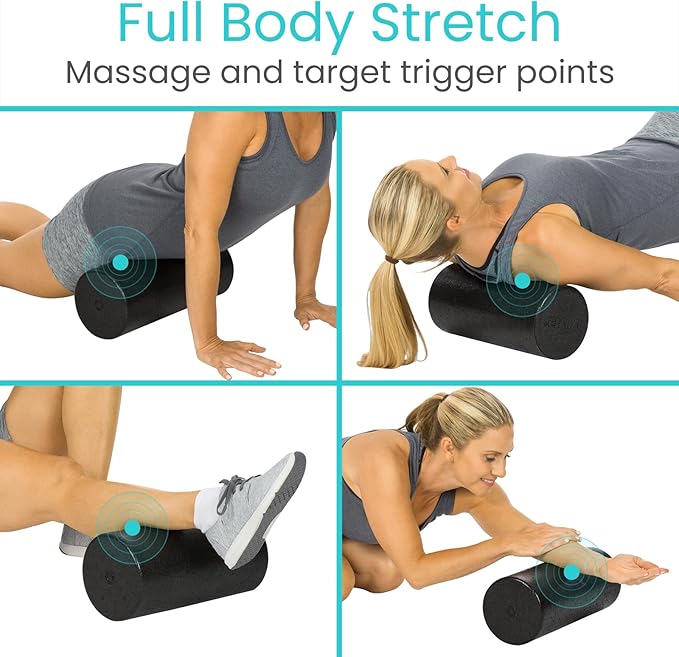 Vive High Density Foam Roller (12 inch) - Large Foam Roller for Exercise, Physical Therapy, Yoga, Pilates, Stretching - Pain Relief Massager for Trigger Point, Deep Muscle Massage, Myofascial Release