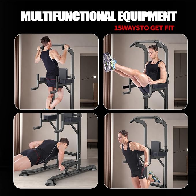 K KiNGKANG Adjustable Power Tower for Home Gym - Multifunctional Pull-Up & Dip Station for Strength Training