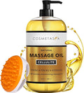 Cellulite Massage Oil with Massager Mitt - 100% Natural Cellulite Oil, Highly Absorbable and Deeply Penetrates Skin- Firms, Tones, Tightens & Moisturizes Skin By Cosmetasa 16.9 oz