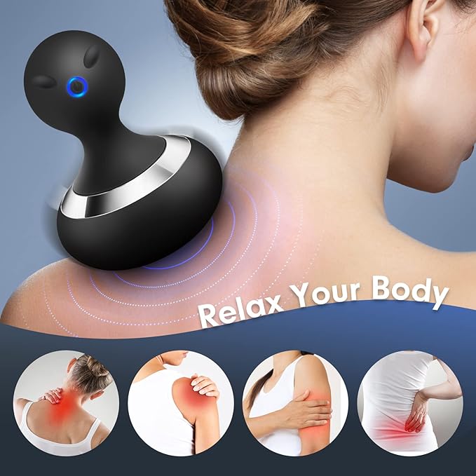 Cordless Electric Massager with 10 Powerful Vibrations, Rechargeable Handheld Neck Massager (Black)