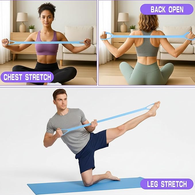 Figure 8 Exercise Bands for Women Men,3 Pcs Resistance Bands, Yoga Gym Fitness Pulling Rope 8 Word Elastic for Working Out,Arm,Back,Leg,Shoulder Training Elastic Ropes,Pilates,Home Workout Equipment