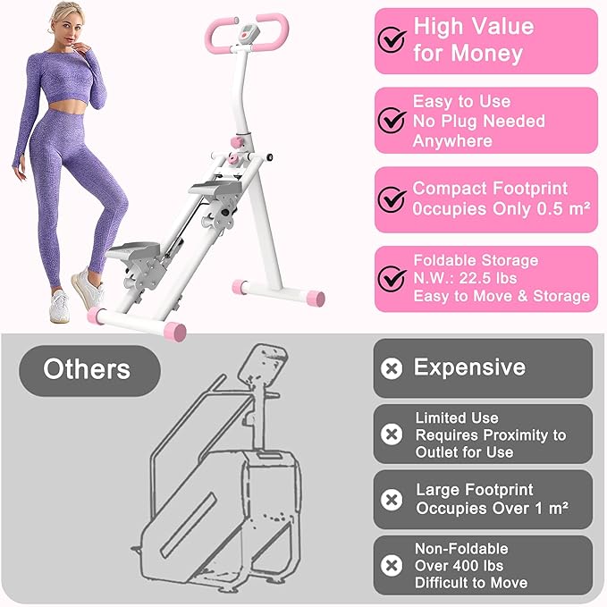 Stair Stepper for Home,Vertical Climber Workout Machine with Stable Frame and Adjustable Handlebar for Legs Workouts,Full-Body Cardio Workout Equipment for Women & Men