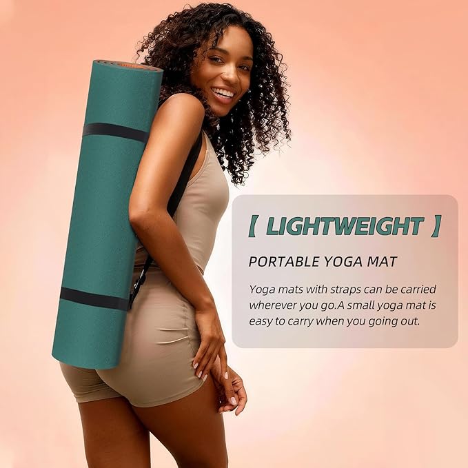Yoga Mat Non Slip, Anti-Tear 1/4 Thick TPE Yoga Mats for Women and Men, 72"x24" Exercise & Fitness Mat with Carrying Strap, Workout Mats for Yoga, Pilates and Floor Exercise