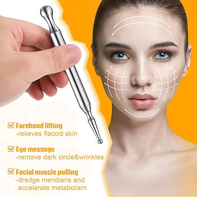 Stainless Steel Acupressure Bar Massage Pen Manual Acupressure Pen-Deep Tissue Massage Tool Relaxing Acupuncture Tools Massage Tools for Full Body Relaxing