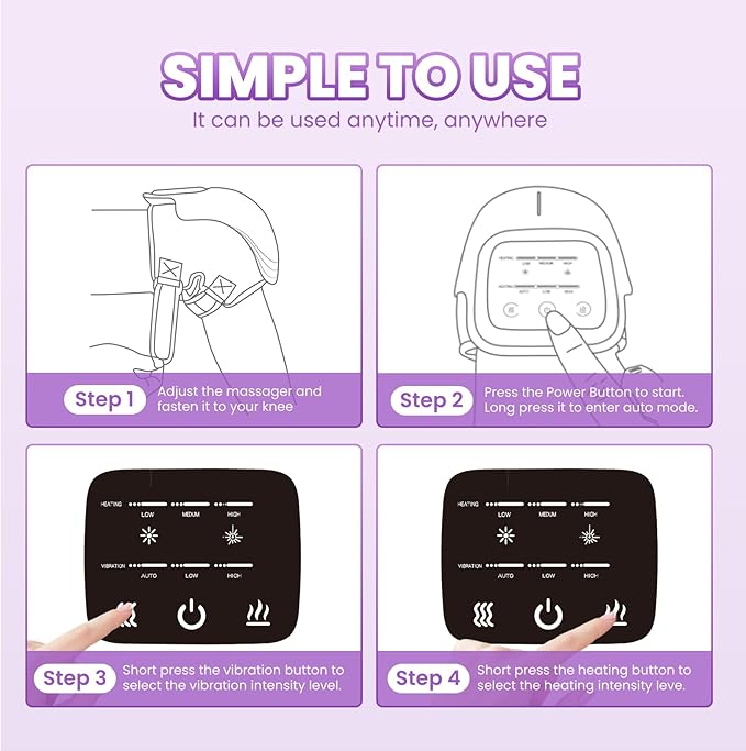 Knee Massager Smart with Heat, Red Light and Massage Therapy, 3 Vibration Modes and 3 Heating Levels, 2026 Updated Edition, LED Vitality Joints Knee Massager, Gifts for Grandma & Grandpa, Black