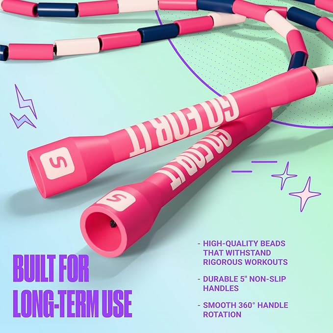 Sportbit Elite Beaded Jump Rope – Adjustable for Kids & Adults, Durable Fitness Skipping Rope for Cardio, Gym, Home & Outdoor Workouts