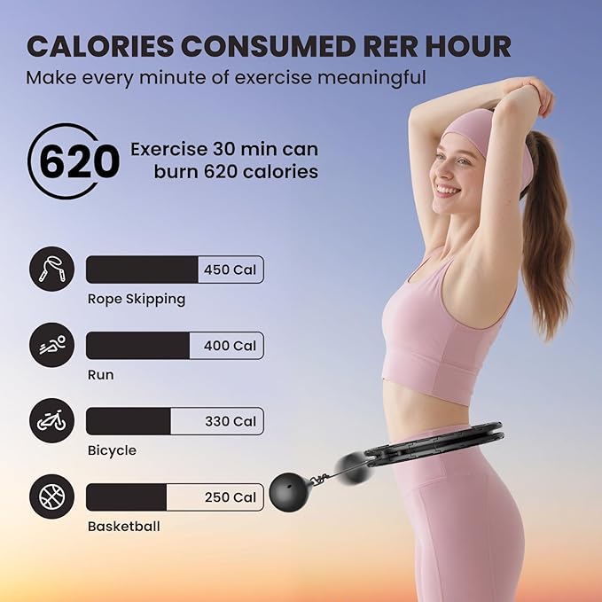 Weighted Infinity Exercise Hoop - 64in 30 Links Smart Hoop for Adult Weight Loss, Plus Size Low-Impact Fitness Hoop for Beginners & Women