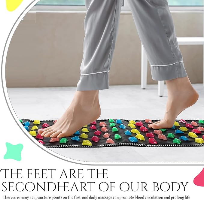 TrelaCo Foot Massage Mat Reflexology Walk Stone Road Foot Massage Acupoint Mat for Acupressure Relaxes for Long Sitting Elderly Students and Office Workers (13.78 x 47.24 Inches)