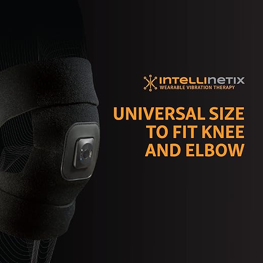 Brownmed - Intellinetix Knee/Elbow Therapy Wrap - Active Wrap for Elbows & Knees that Offers Massage - Elbow & Knee Compression Sleeve with Wearable Massager - Premium Knee & Elbow Support